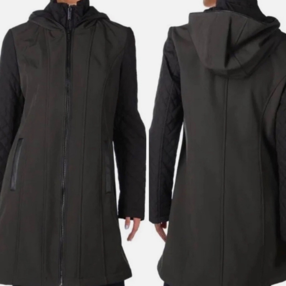 MICHAEL Michael Kors Black Quilted Sleeve Trench Coat